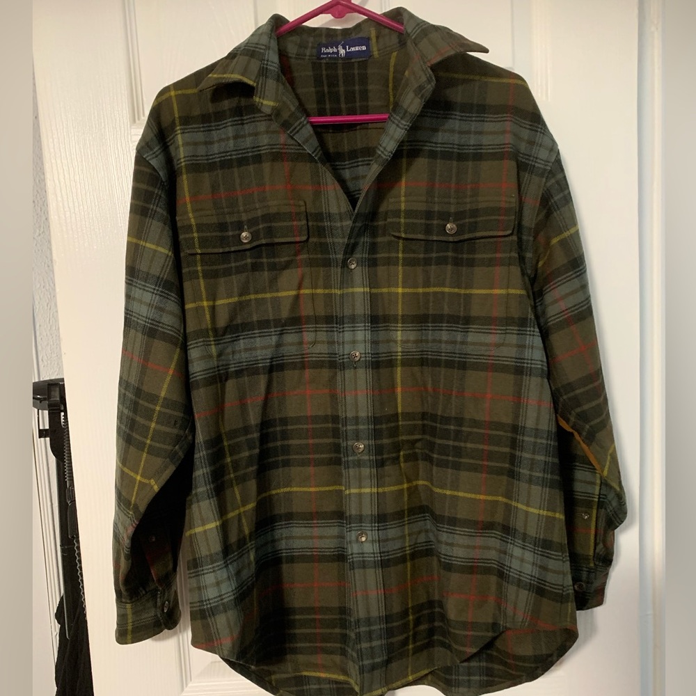 Vintage Ralph Lauren Wool Plaid Button Down Shirt Size:8 (SAMPLE)